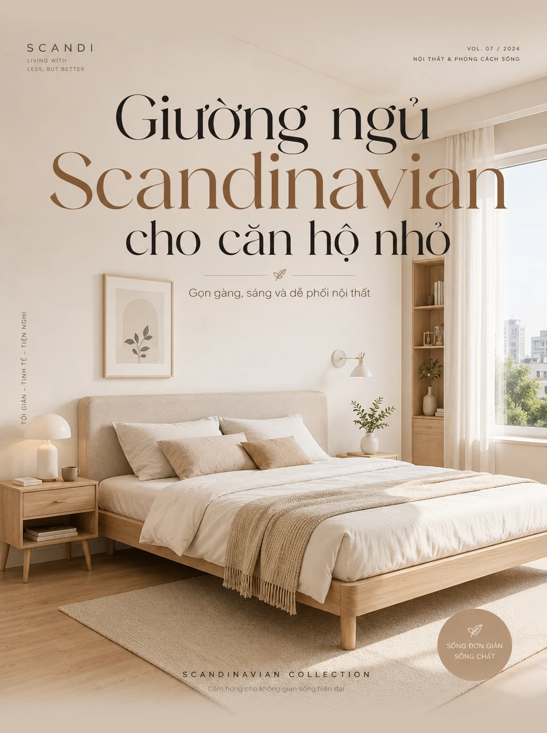 Giường ngủ Scandinavian cho căn hộ nhỏ - Gọn gàng, sáng và dễ phối nội thất