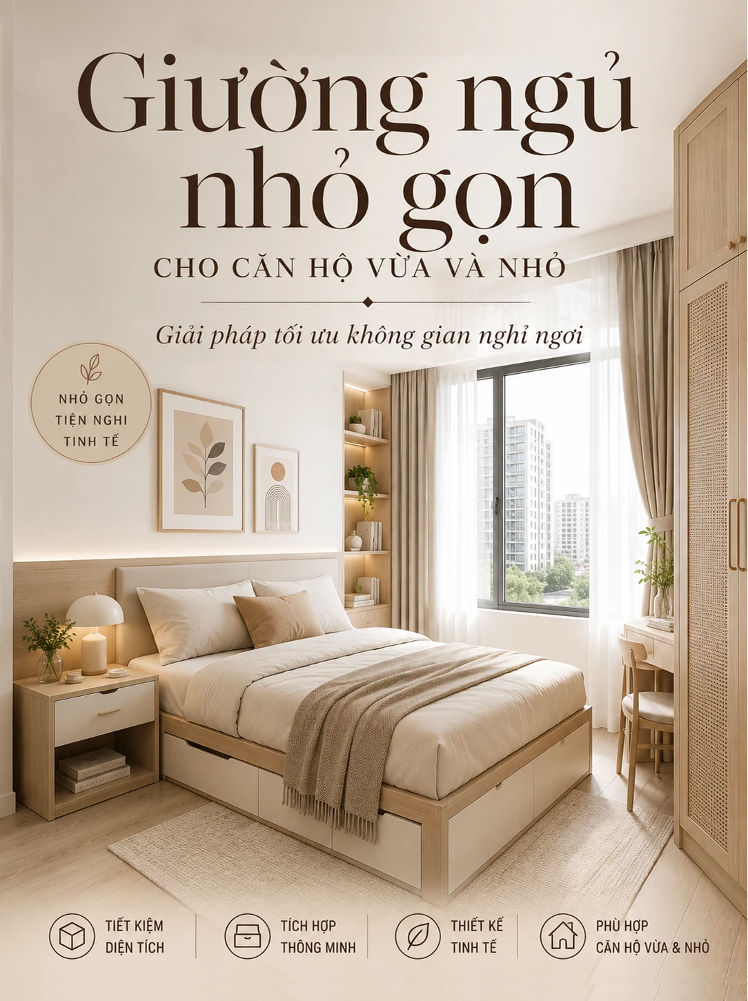 Giường ngủ nhỏ gọn cho căn hộ vừa và nhỏ - Giải pháp tối ưu không gian nghỉ ngơi