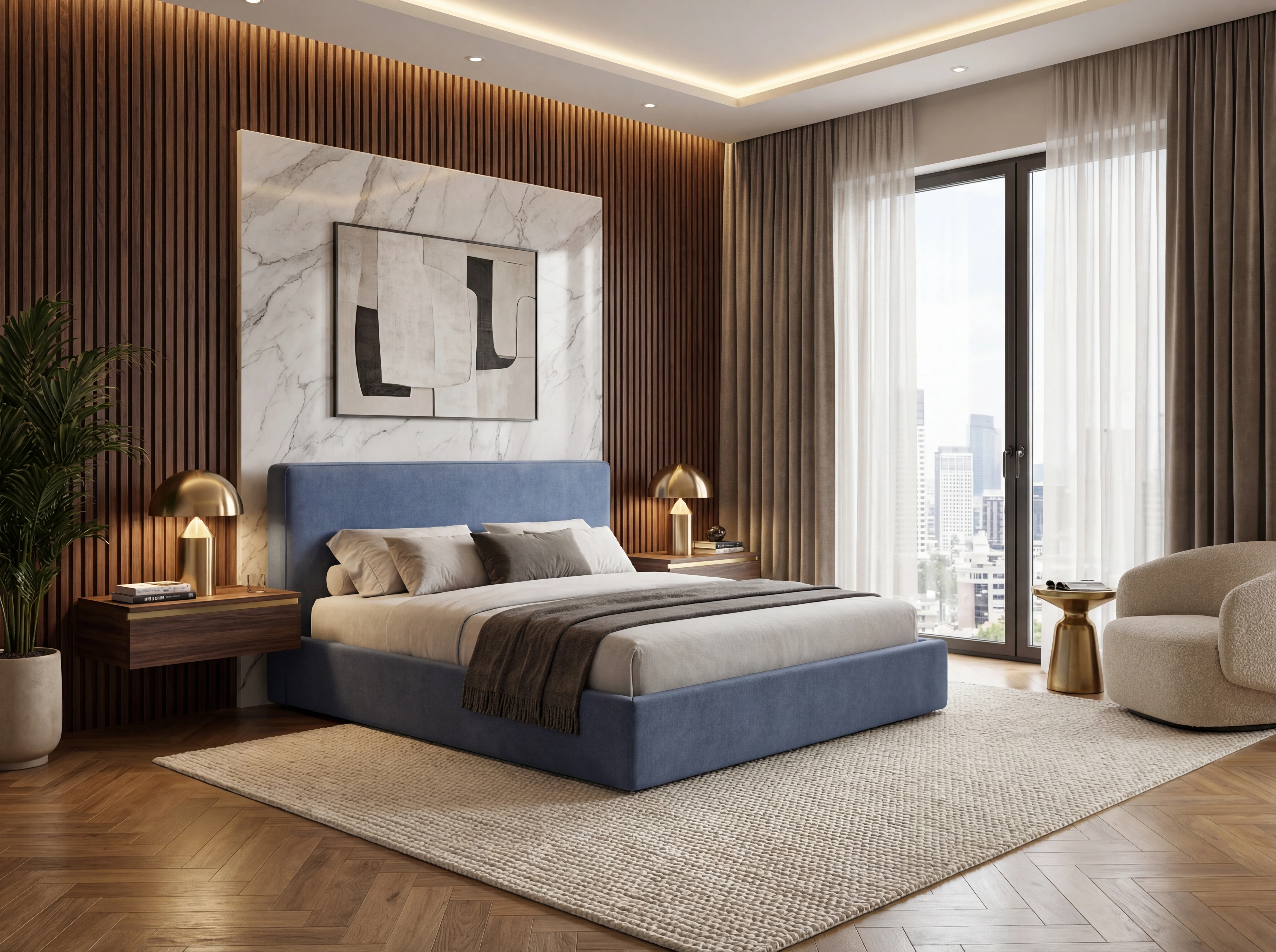 Giường Anliving MKL-BED01 nỉ nhiều màu sắc