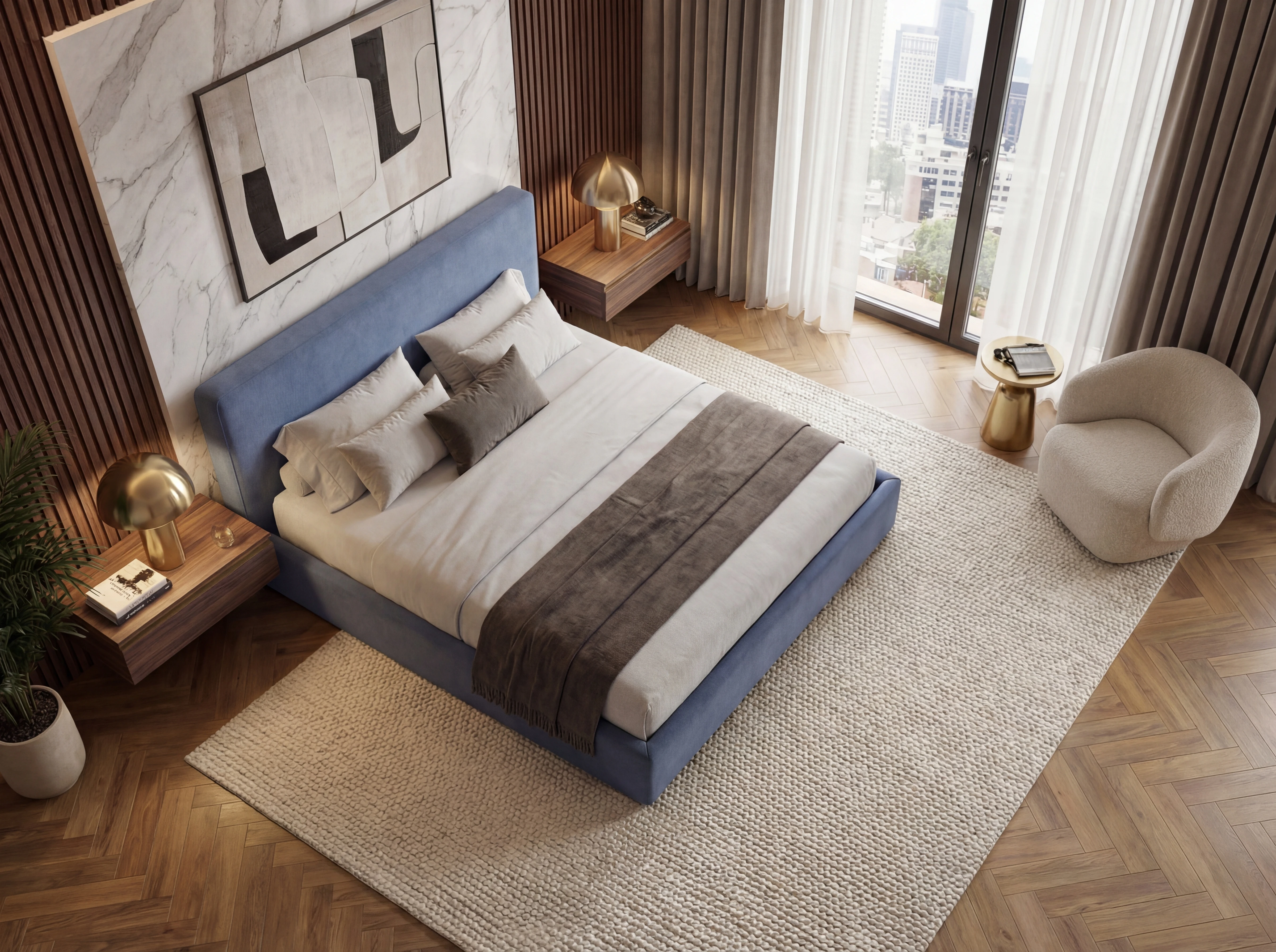 Giường Anliving MKL-BED01 nỉ nhiều màu sắc