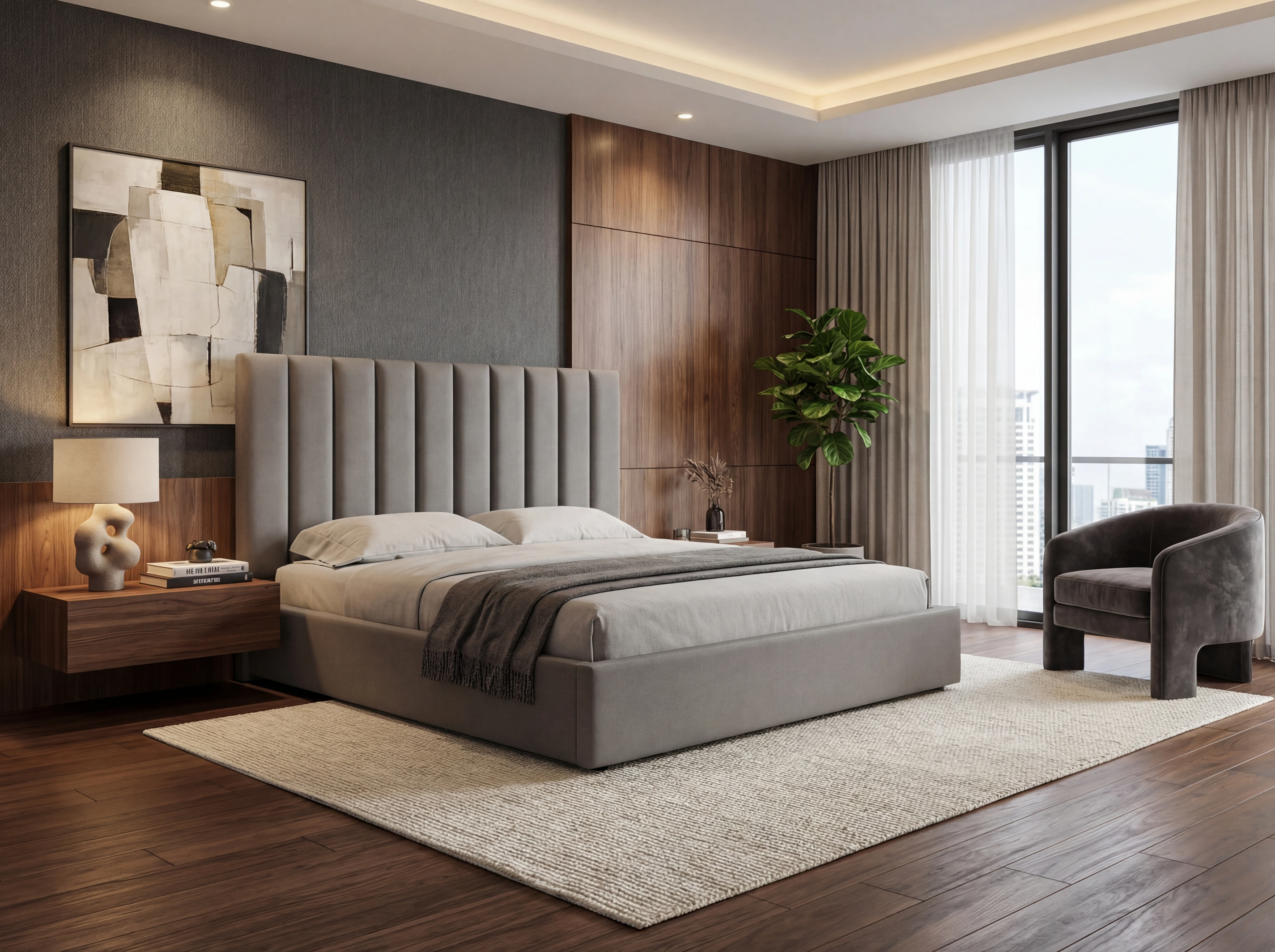 Giường Anliving MKL-BED07 nỉ nhiều màu sắc