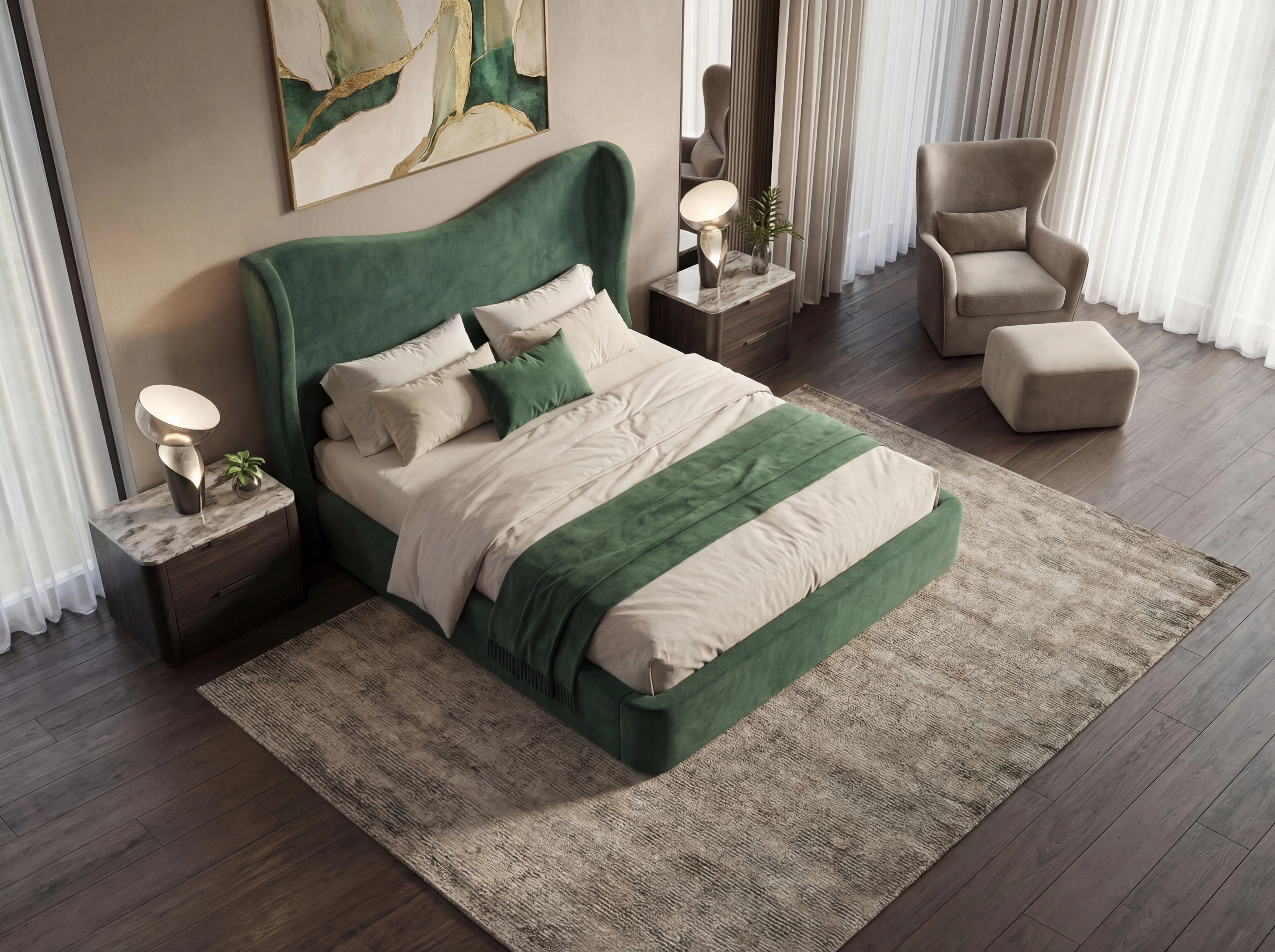 Giường Anliving MKL-BED08 nỉ nhiều màu sắc