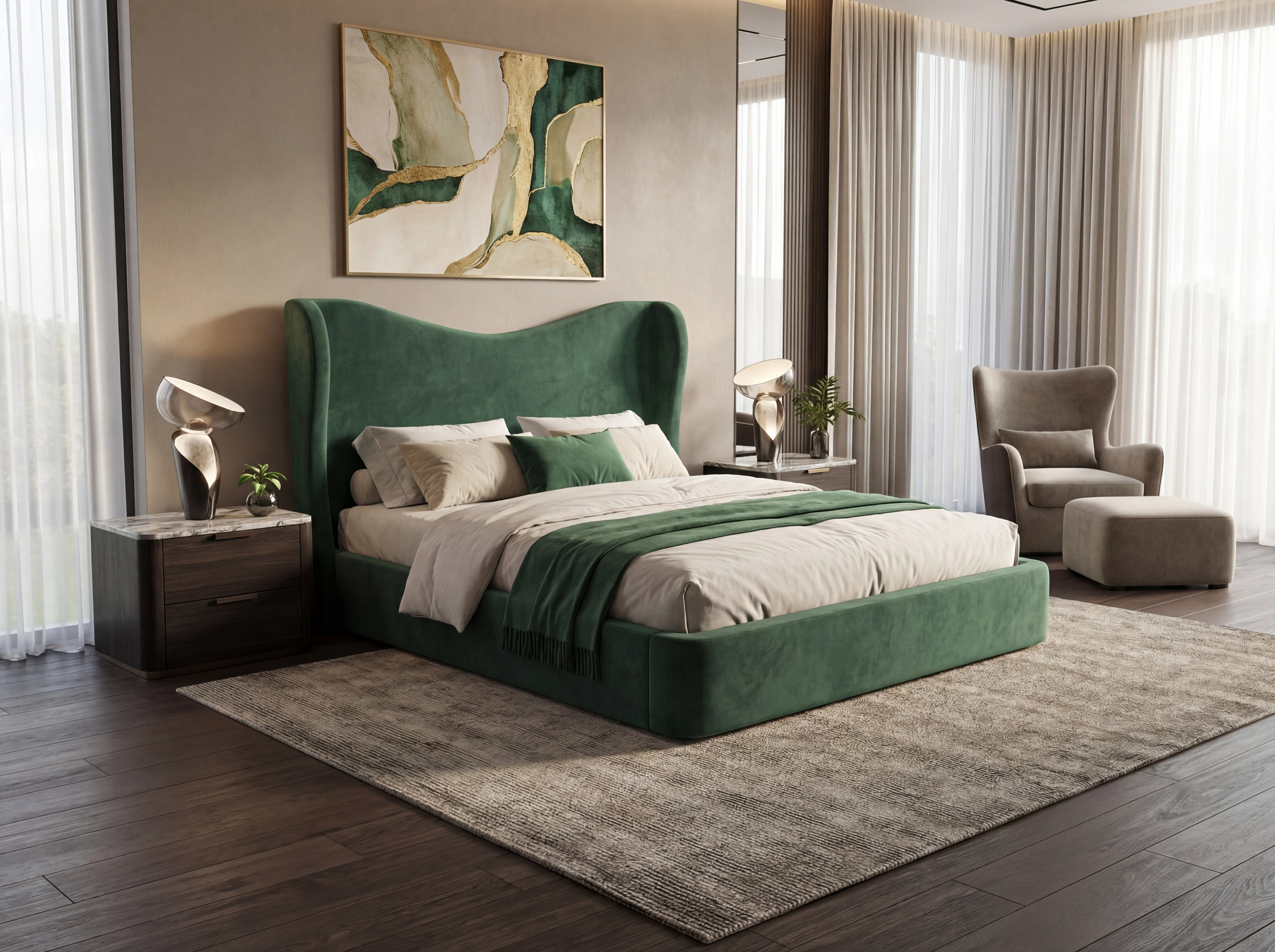 Giường Anliving MKL-BED08 nỉ nhiều màu sắc