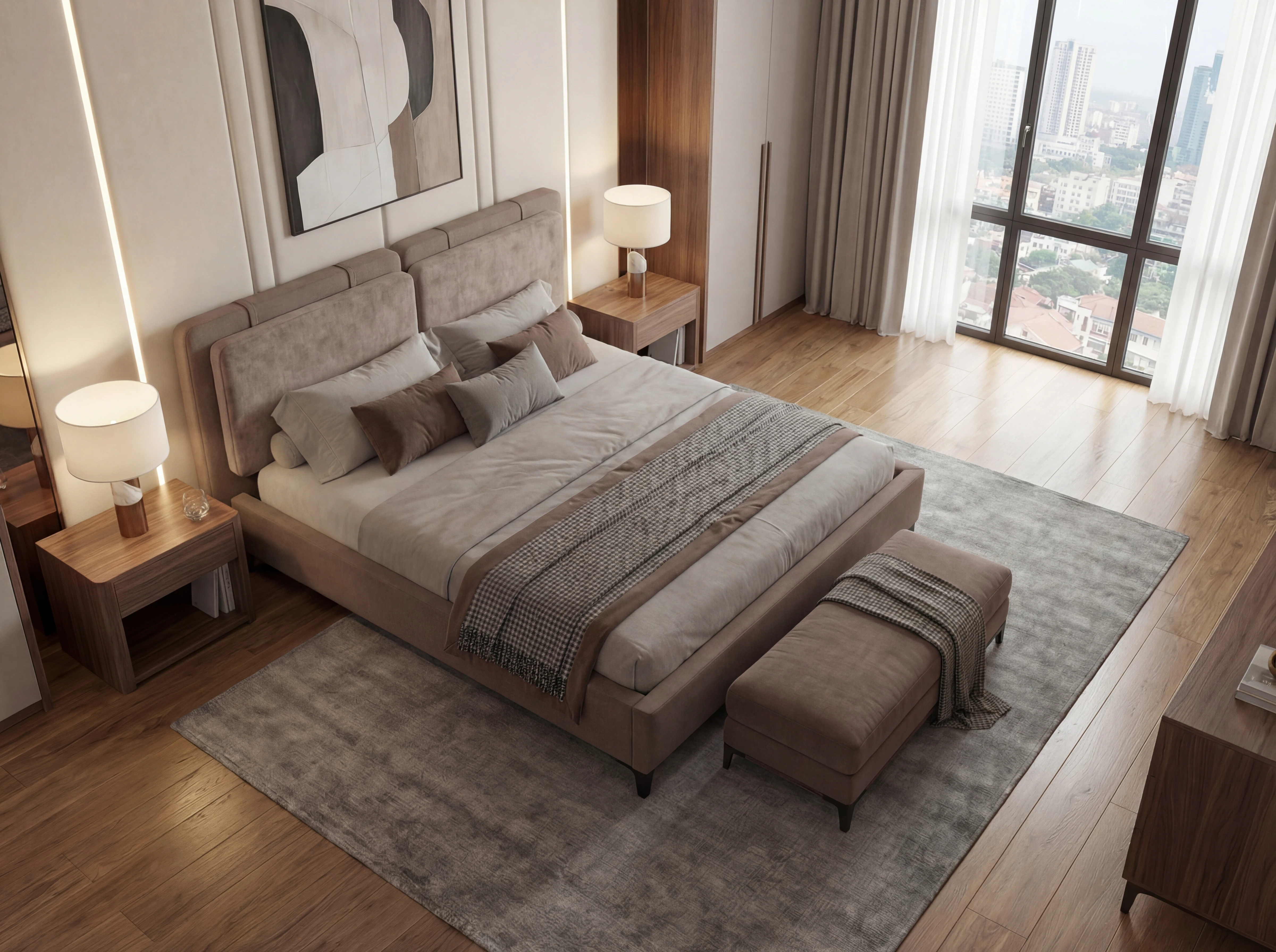 Giường Anliving MKL-BED09 nỉ nhiều màu sắc