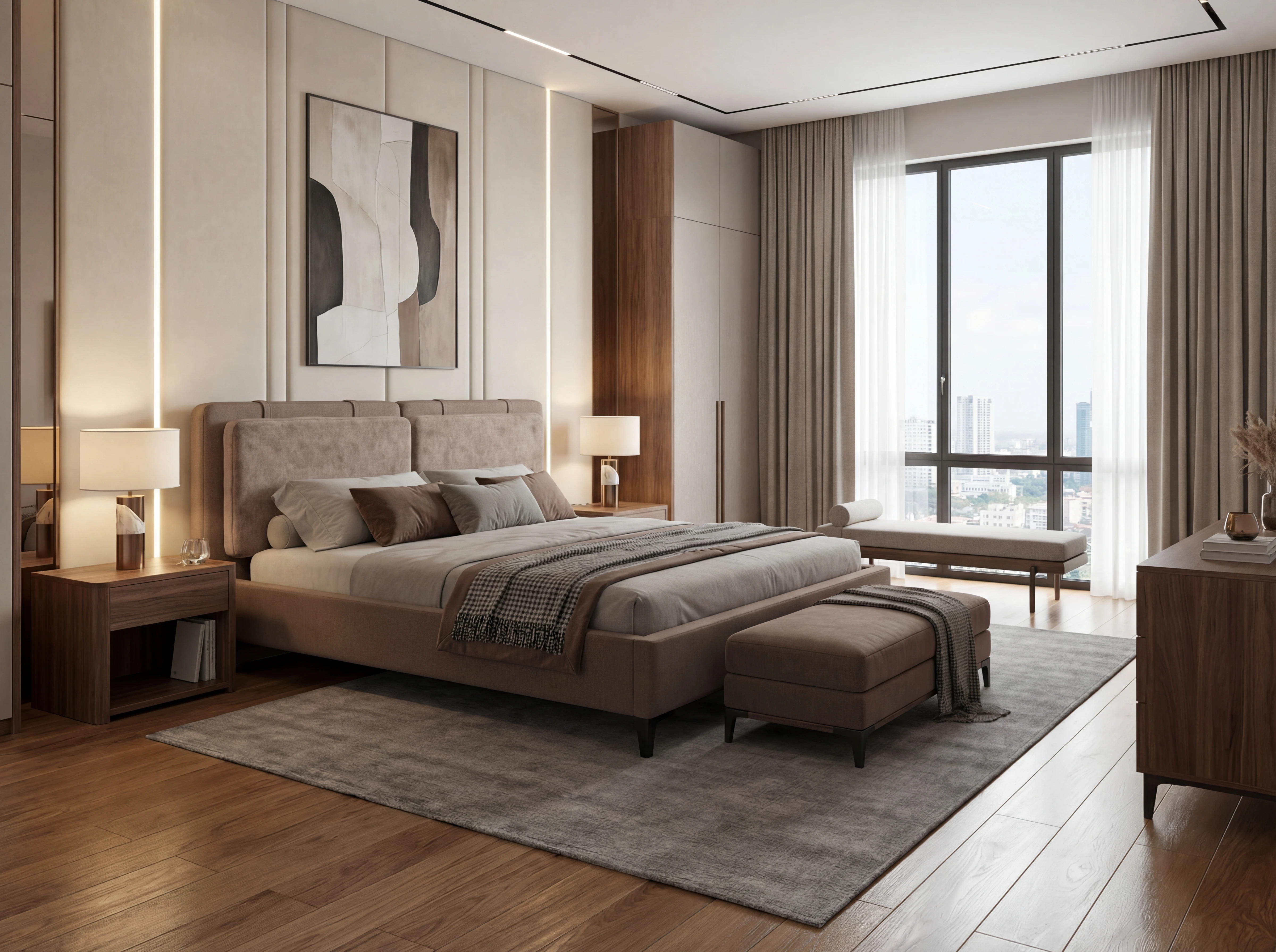 Giường Anliving MKL-BED09 nỉ nhiều màu sắc